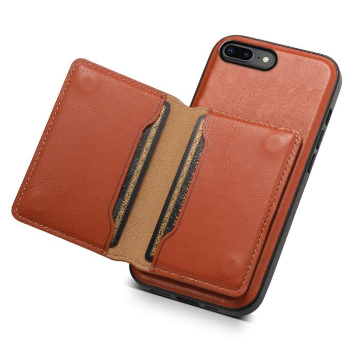 DENIOR - DENIOR iPhone 7 Plus/8 Plus Magnetfodral Äkta läder - Brun