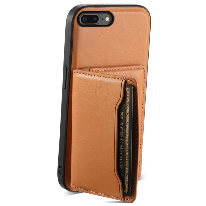 DENIOR - DENIOR iPhone 7 Plus/8 Plus Magnetfodral Äkta läder Khaki