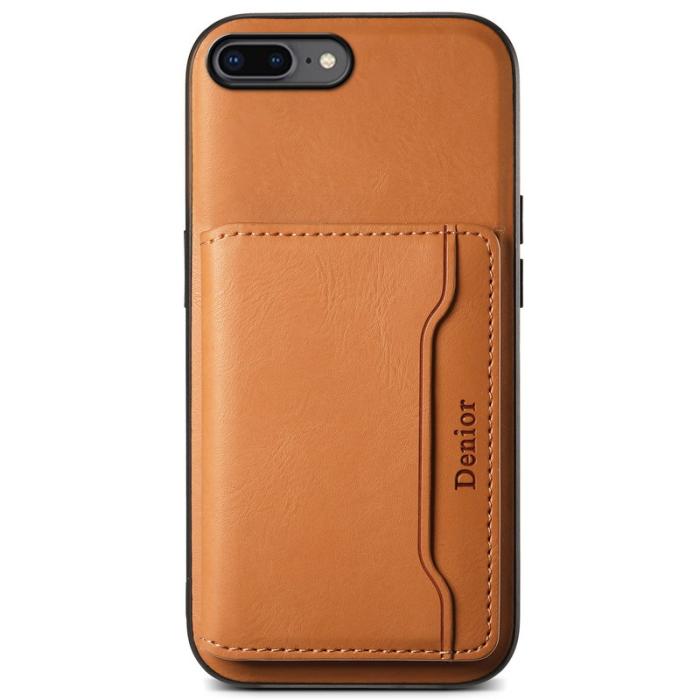 DENIOR - DENIOR iPhone 7 Plus/8 Plus Magnetfodral Äkta läder Khaki
