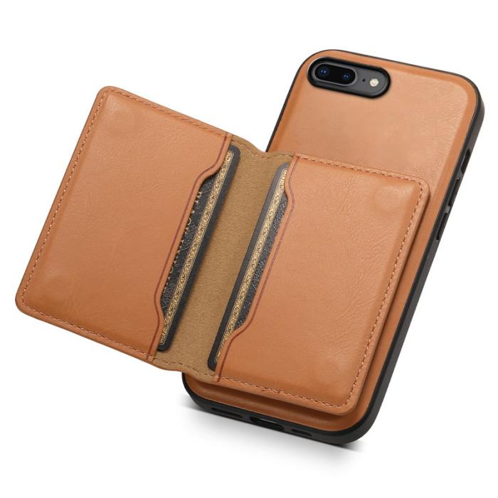 DENIOR - DENIOR iPhone 7 Plus/8 Plus Magnetfodral Äkta läder Khaki