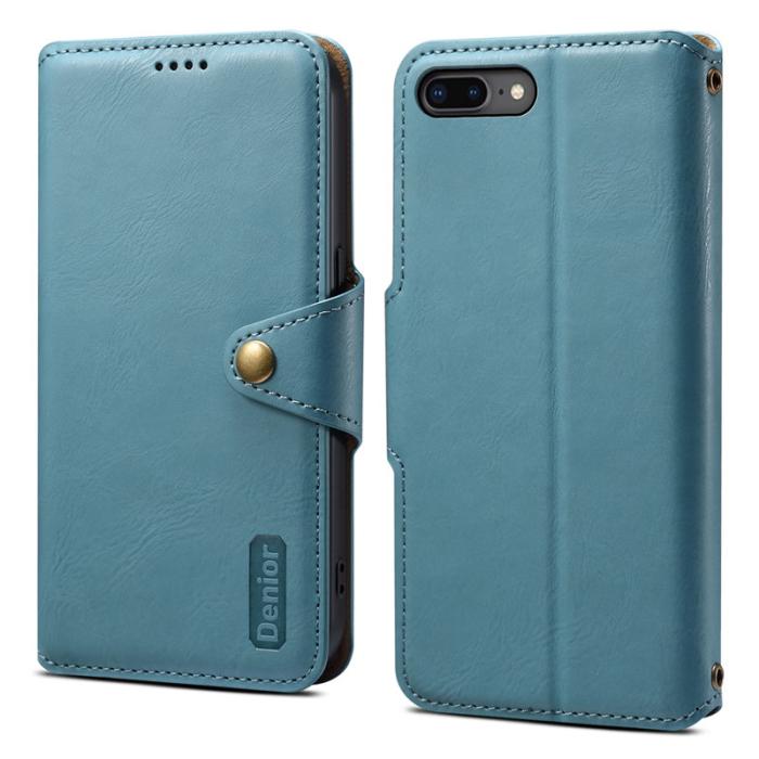 DENIOR - DENIOR iPhone 7 Plus / 8 Plus Fodral Plånbok Läder - Blå