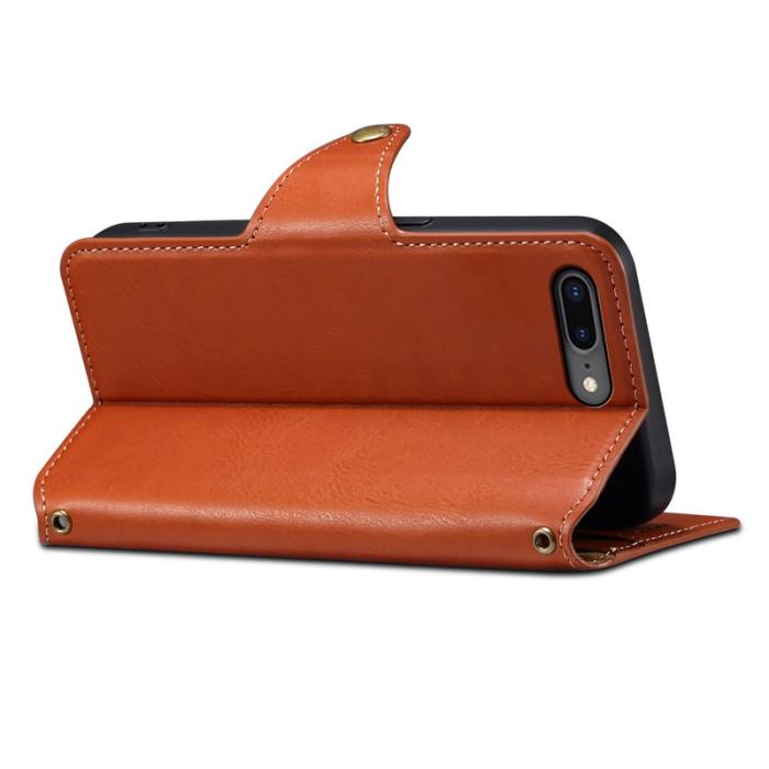 DENIOR - DENIOR iPhone 7 Plus / 8 Plus Fodral Plånbok Läder - Brun