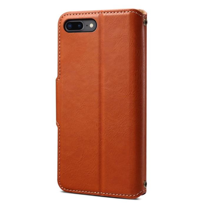 DENIOR - DENIOR iPhone 7 Plus / 8 Plus Fodral Plånbok Läder - Brun