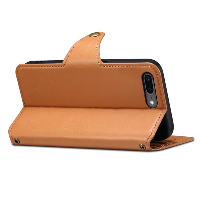 DENIOR - DENIOR iPhone 7 Plus / 8 Plus Fodral Plånbok Läder Khaki