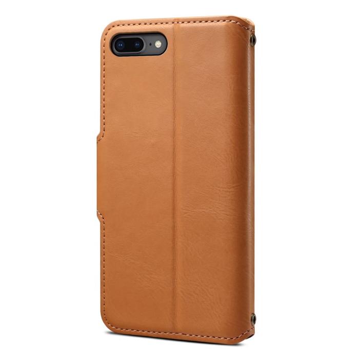 DENIOR - DENIOR iPhone 7 Plus / 8 Plus Fodral Plånbok Läder Khaki