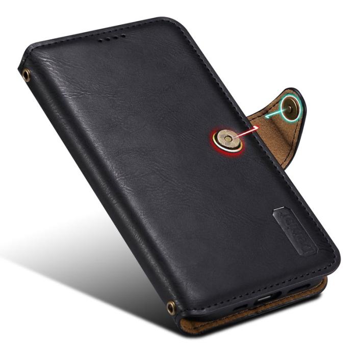 DENIOR - DENIOR iPhone X / XS Fodral Äkta Läder Kortfickor Svart