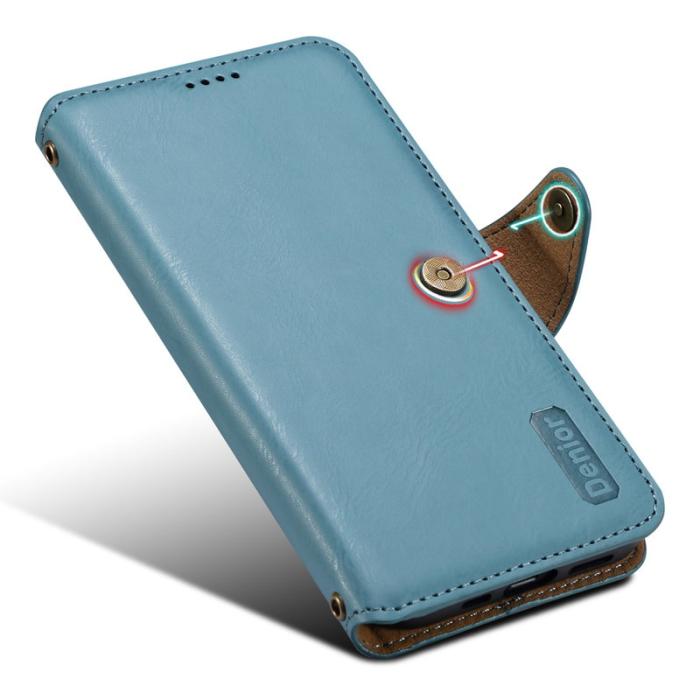 DENIOR - DENIOR iPhone X / XS Fodral Äkta läder med kortfack - Blå