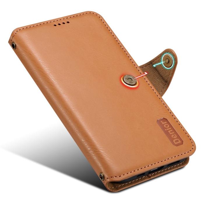 DENIOR - DENIOR iPhone X / XS Fodral Äkta läder med kortfack - Khaki