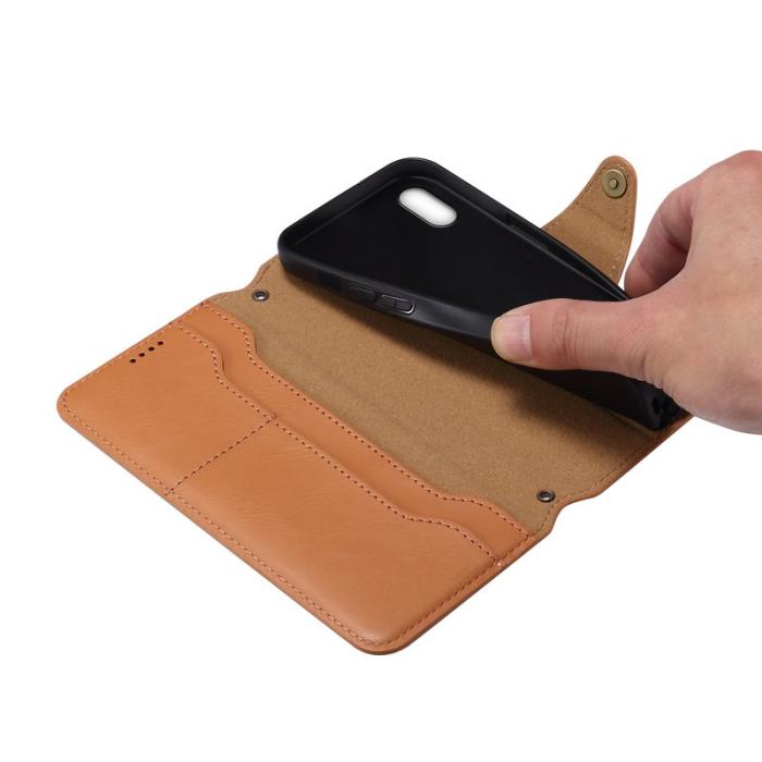 DENIOR - DENIOR iPhone X / XS Fodral Äkta läder med kortfack - Khaki