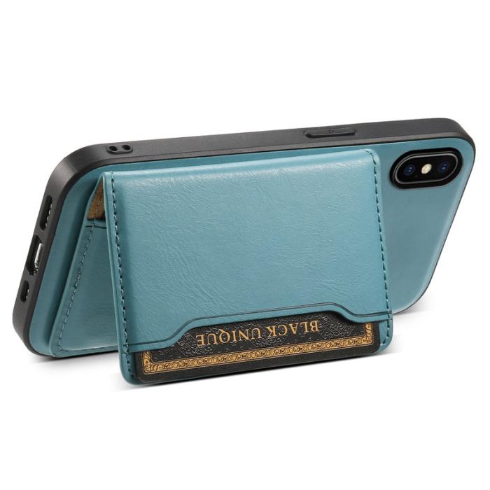 DENIOR - DENIOR iPhone X / XS Skal i äkta läder med kortfack - Blå