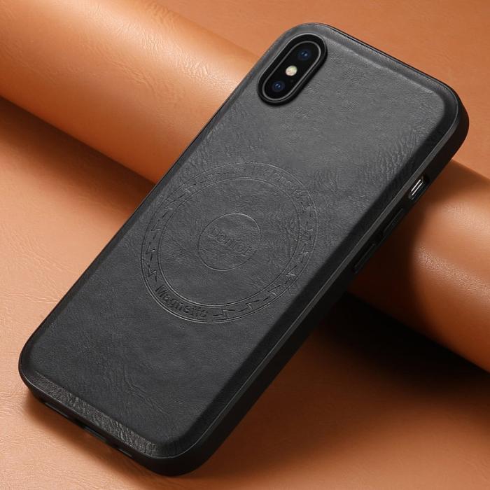 DENIOR - DENIOR iPhone X / XS Fodral MagSafe Kompatibel Läder Svart