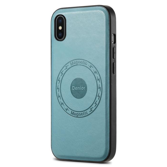 DENIOR - DENIOR iPhone X / XS Fodral MagSafe Kompatibel Läder Blå