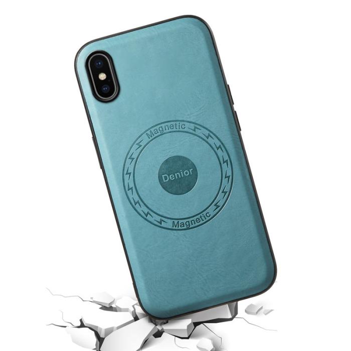 DENIOR - DENIOR iPhone X / XS Fodral MagSafe Kompatibel Läder Blå