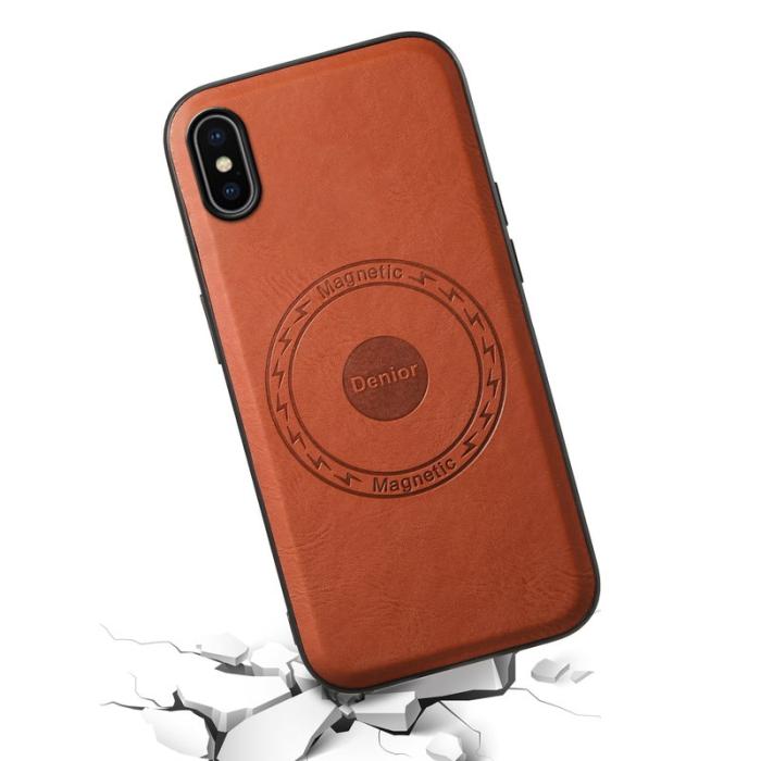 DENIOR - DENIOR iPhone X / XS Fodral MagSafe Kompatibel Läder - Brun