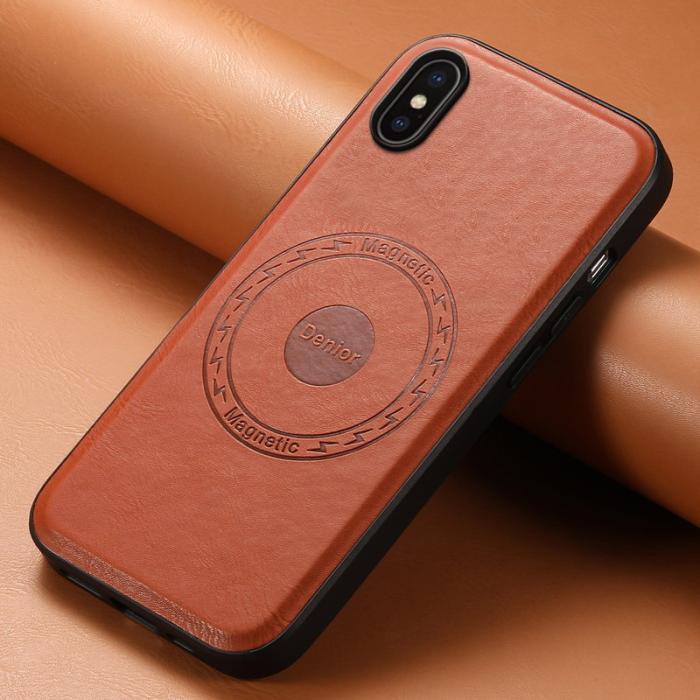 DENIOR - DENIOR iPhone X / XS Fodral MagSafe Kompatibel Läder - Brun