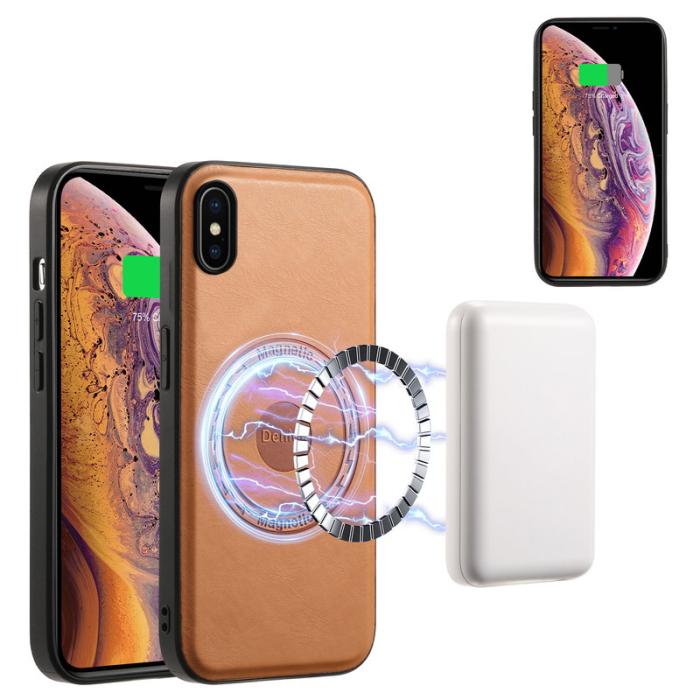 DENIOR - DENIOR iPhone X / XS Fodral MagSafe Kompatibel Läder Khaki