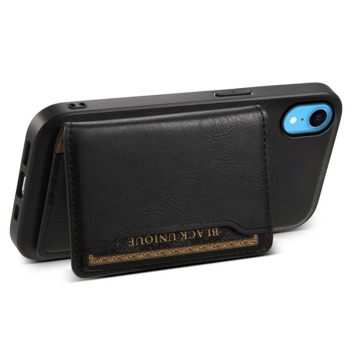 DENIOR - DENIOR iPhone XR Fodral Magnetiskt PU Läder + PC + TPU Svart