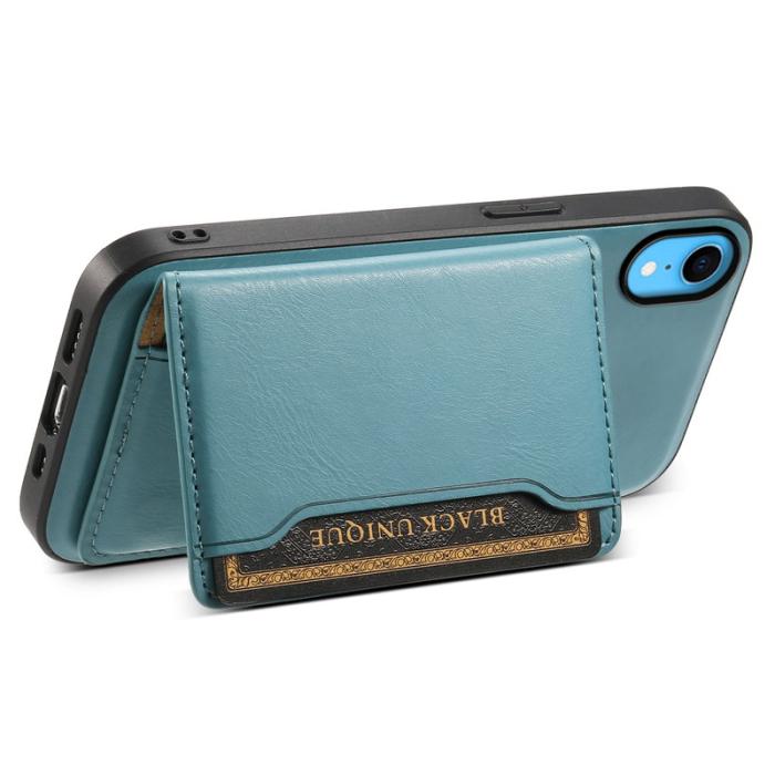 DENIOR - DENIOR iPhone XR Fodral Magnetiskt PU Läder + PC + TPU Blå