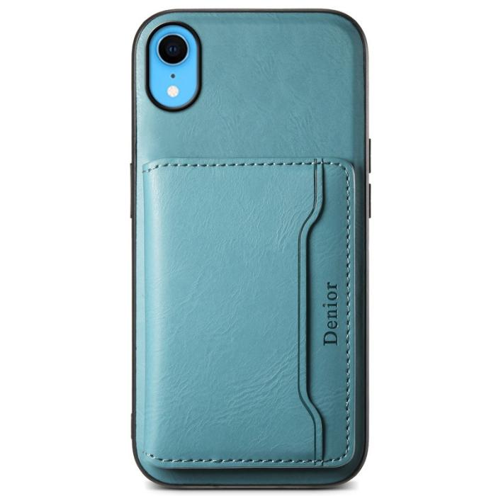 DENIOR - DENIOR iPhone XR Fodral Magnetiskt PU Läder + PC + TPU Blå