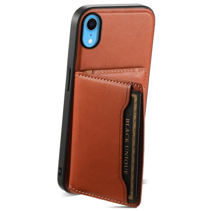DENIOR - DENIOR iPhone XR Fodral Magnetiskt PU Läder + PC + TPU Brun
