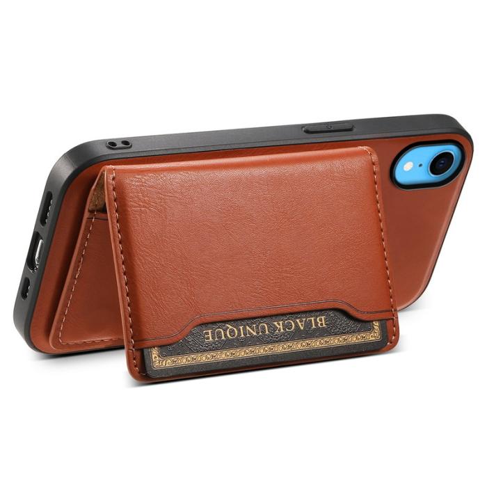 DENIOR - DENIOR iPhone XR Fodral Magnetiskt PU Läder + PC + TPU Brun