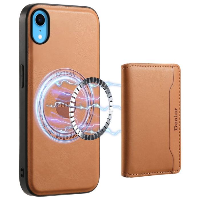 DENIOR - DENIOR iPhone XR Fodral Magnetiskt PU Läder + PC + TPU Khaki