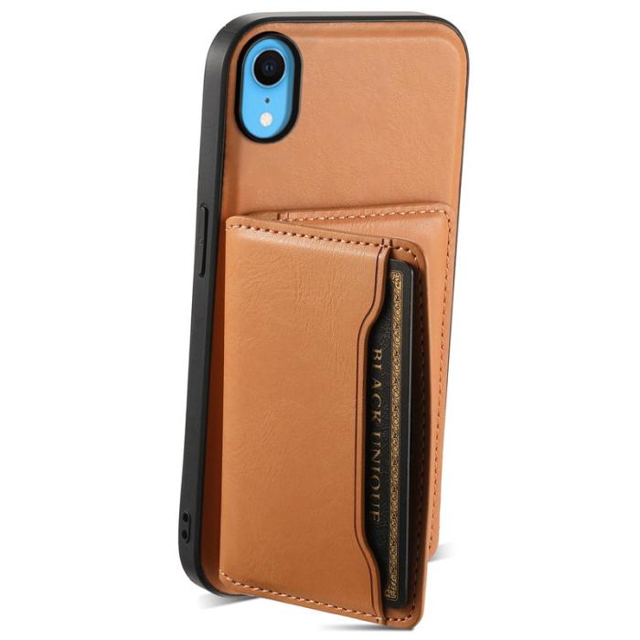 DENIOR - DENIOR iPhone XR Fodral Magnetiskt PU Läder + PC + TPU Khaki