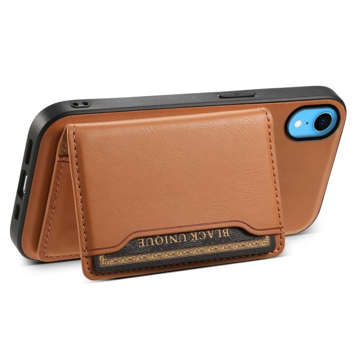 DENIOR - DENIOR iPhone XR Fodral Magnetiskt PU Läder + PC + TPU Khaki