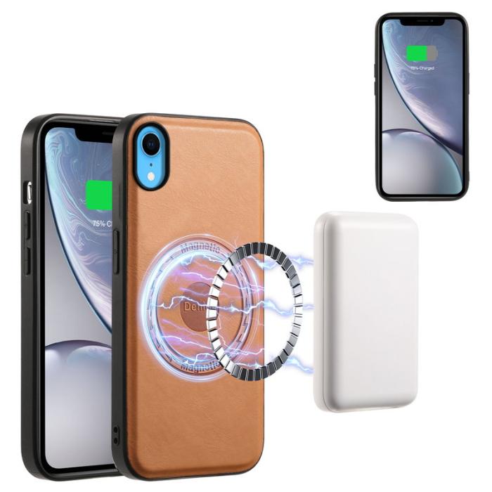 DENIOR - DENIOR iPhone XR Fodral Magnetiskt PU Läder + PC + TPU Khaki