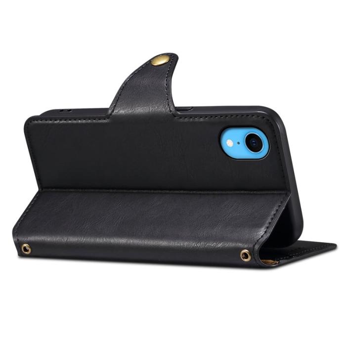 DENIOR - DENIOR iPhone XR Fodral PU-läder Svart med lädertextur