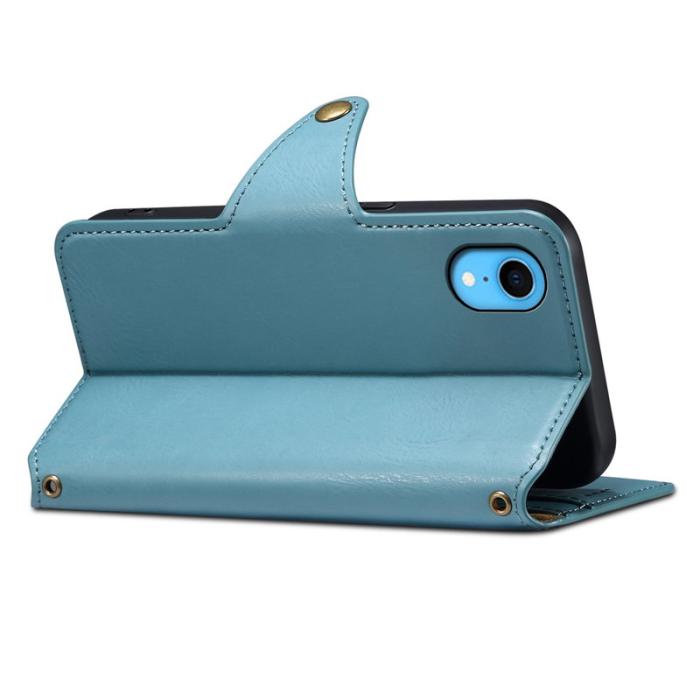 DENIOR - DENIOR iPhone XR Fodral PU-läder med lädertextur - Blå