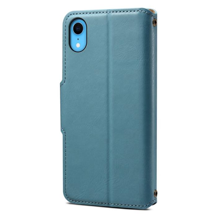 DENIOR - DENIOR iPhone XR Fodral PU-läder med lädertextur - Blå