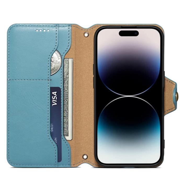 DENIOR - DENIOR iPhone XR Fodral PU-läder med lädertextur - Blå