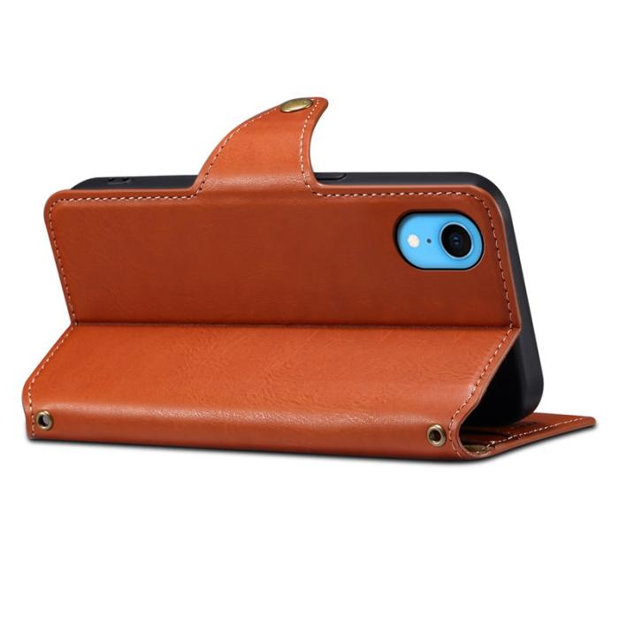 DENIOR - DENIOR iPhone XR Fodral PU-läder med lädertextur - Brun