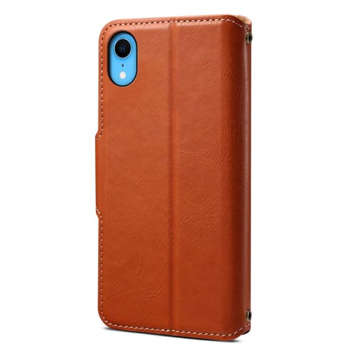 DENIOR - DENIOR iPhone XR Fodral PU-läder med lädertextur - Brun