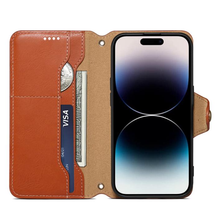 DENIOR - DENIOR iPhone XR Fodral PU-läder med lädertextur - Brun