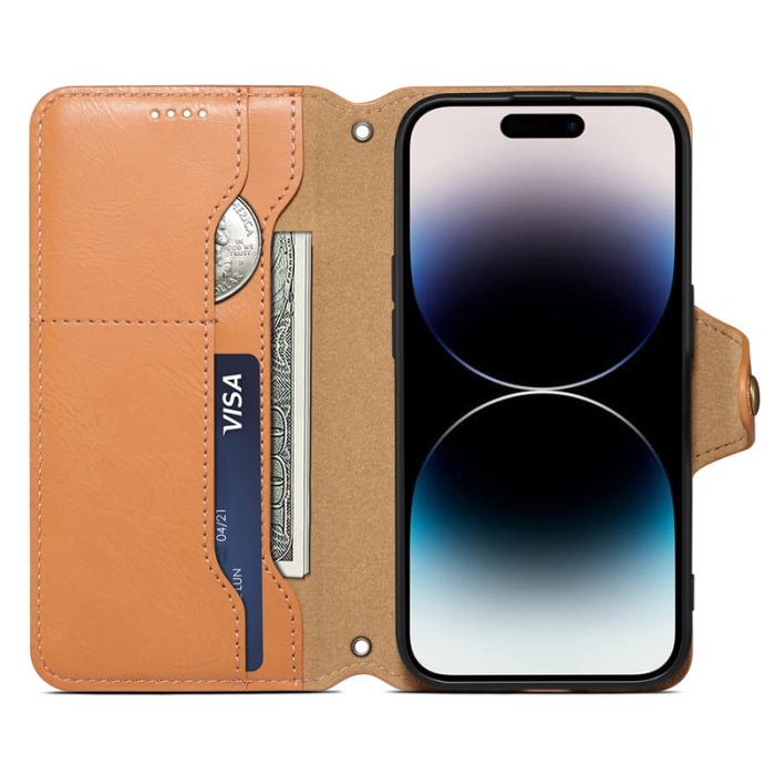 DENIOR - DENIOR iPhone XR Fodral PU Läder Plånbok Skydd Khaki