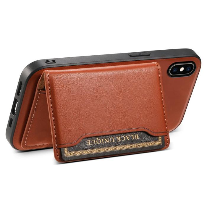 DENIOR - DENIOR iPhone XS Max Fodral Kickstand Äkta Läder Brun