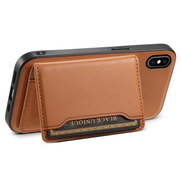 DENIOR - DENIOR iPhone XS Max Fodral Kickstand Äkta Läder Khaki