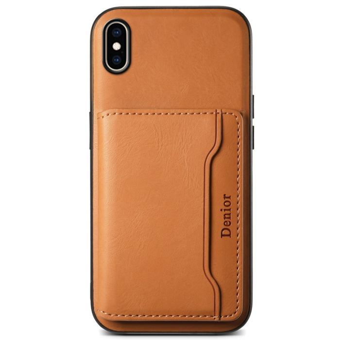 DENIOR - DENIOR iPhone XS Max Fodral Kickstand Äkta Läder Khaki
