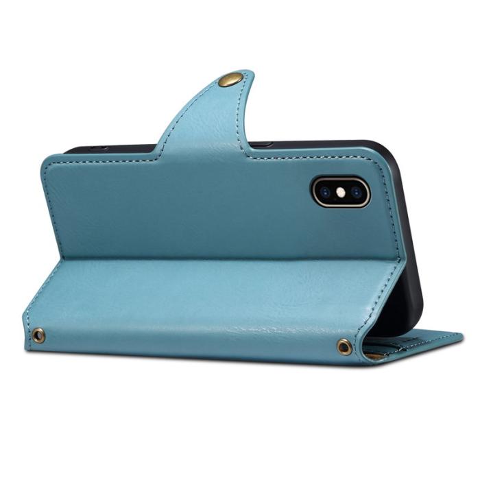 DENIOR - DENIOR iPhone XS Max Fodral Plånbok Läder Skydd - Blå