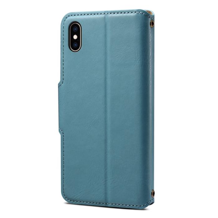 DENIOR - DENIOR iPhone XS Max Fodral Plånbok Läder Skydd - Blå