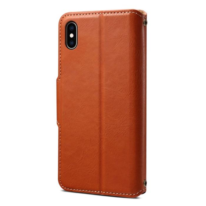 DENIOR - DENIOR iPhone XS Max Fodral Plånbok Läder Skydd - Brun
