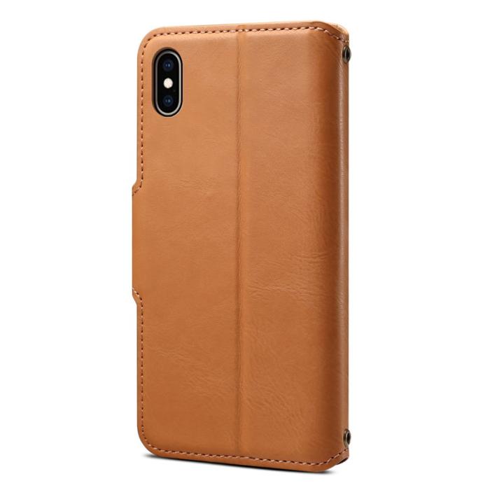 DENIOR - DENIOR iPhone XS Max Fodral Plånbok Läder Skydd - Khaki