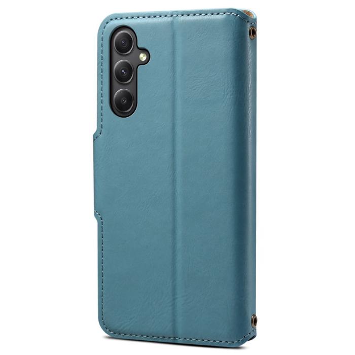 DENIOR - DENIOR Samsung Galaxy A34 5G Plånboksfodral Konstläder Blå