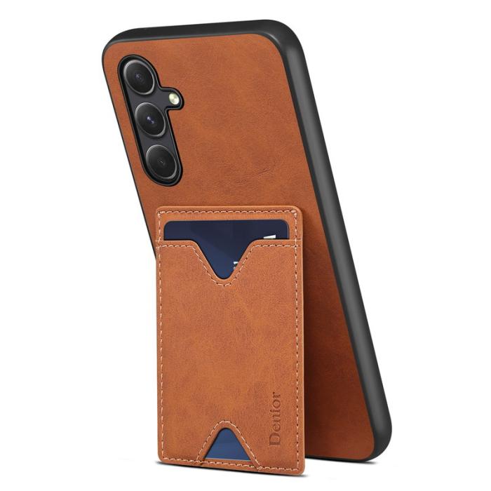 DENIOR - DENIOR Samsung Galaxy A34 5G Skal PU-läder med ställ - Brun