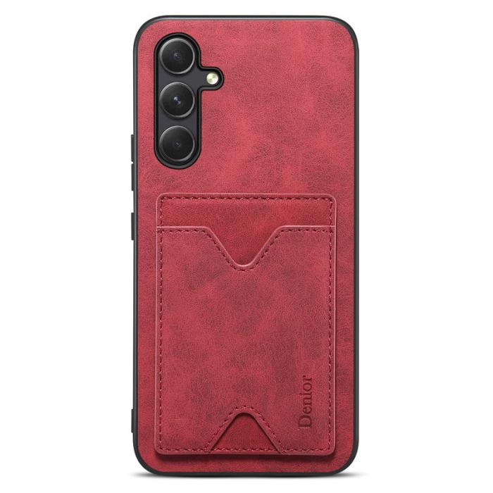DENIOR - DENIOR Samsung Galaxy A34 5G TPU Fodral PU Läder Röd