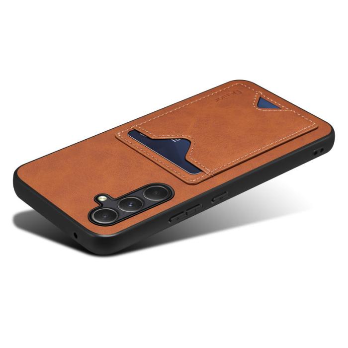 DENIOR - DENIOR Samsung Galaxy A35 5G Fodral Läder+TPU Kortfack - Brun