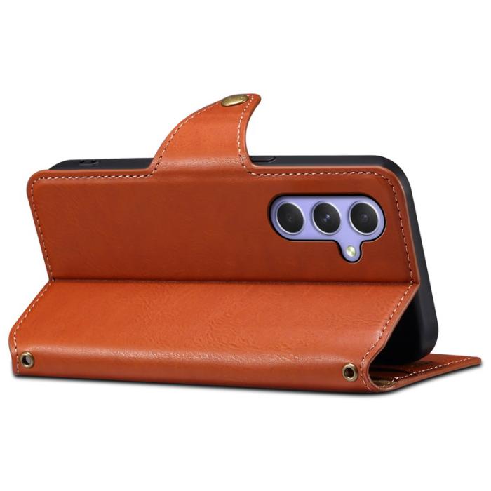 DENIOR - DENIOR Samsung Galaxy A54 5G Plånboksfodral PU Läder Brun