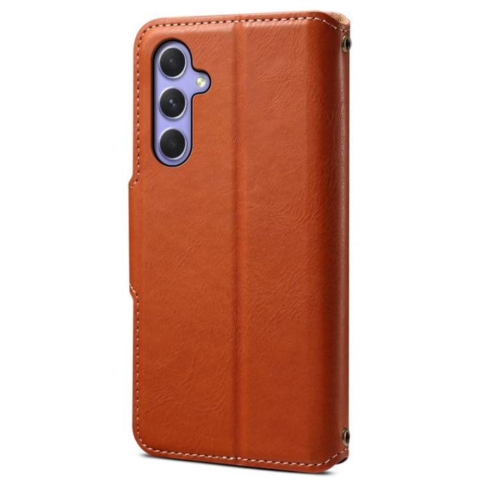 DENIOR - DENIOR Samsung Galaxy A54 5G Plånboksfodral PU Läder Brun